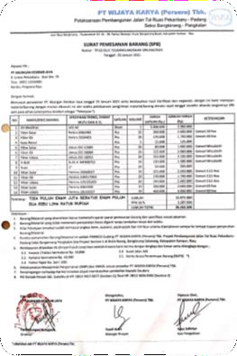 PT. ABUNGAN KEMBAR JAYA TELAH BEKERJASAMA DAN MENJADI REKANAN RESMI DENGAN PT. WIJAYA KARYA Tbk (PERSERO) DENGAN PEKERJAAN PENGADAAN BARANG DAN DILAKUKAN PADA TAHUN 2022
